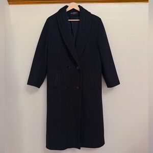 Vintage Women's EVENS Allorna Black Double-Breasted 100% Wool Coat